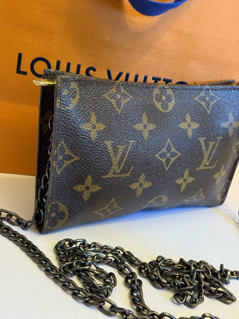 Authentic Louis Vuitton Monogram Bucket Pouch PM W Box/unbranded chain - Picture 6 of 14